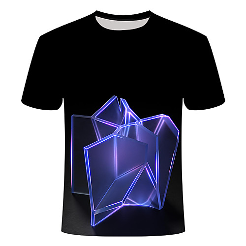 

Men's Daily Going out Basic T-shirt - 3D / Abstract Print Black