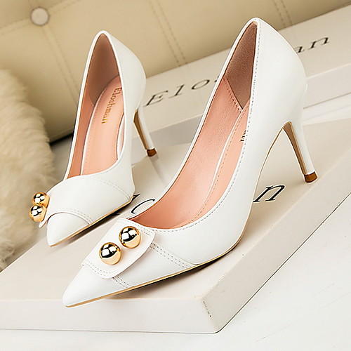 

Women's Heels Stiletto Heel Pointed Toe PU Spring & Summer Black / Nude / White