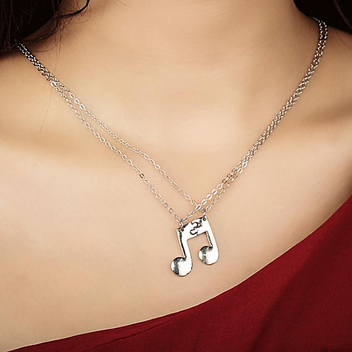 

Women's Pendant Necklace Necklace Friends European Romantic Casual / Sporty Sweet Chrome Black Gold Silver 50 cm Necklace Jewelry 2pcs For Street Festival