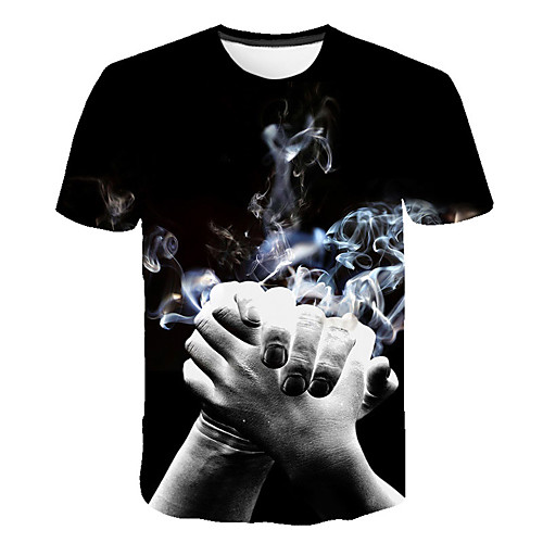 

Men's Daily Sports Street chic / Exaggerated T-shirt - Geometric / Color Block / 3D Print Black