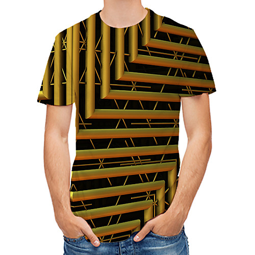 

Men's Daily Club Street chic / Punk & Gothic T-shirt - Geometric / Color Block / 3D Print Gold