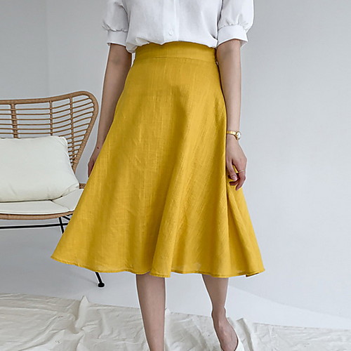 

Women's Swing Skirts - Solid Colored Yellow Khaki Black M L XL