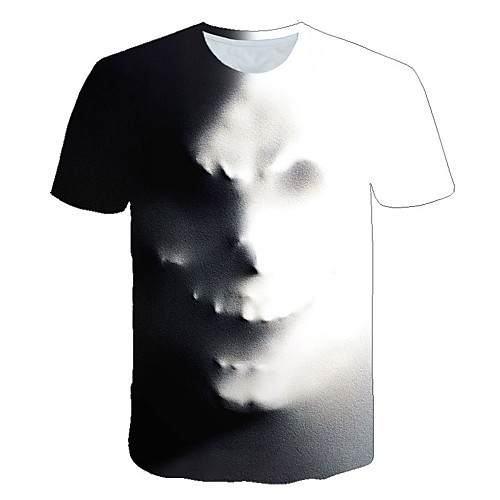 

Men's Daily Sports Street chic / Exaggerated T-shirt - 3D / Abstract / Portrait Print Black