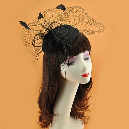 

Net Fascinators with Feather 1 Piece Tea Party / Horse Race Headpiece