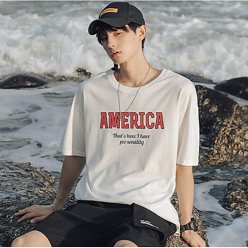 

Men's Daily T-shirt - Letter Wine