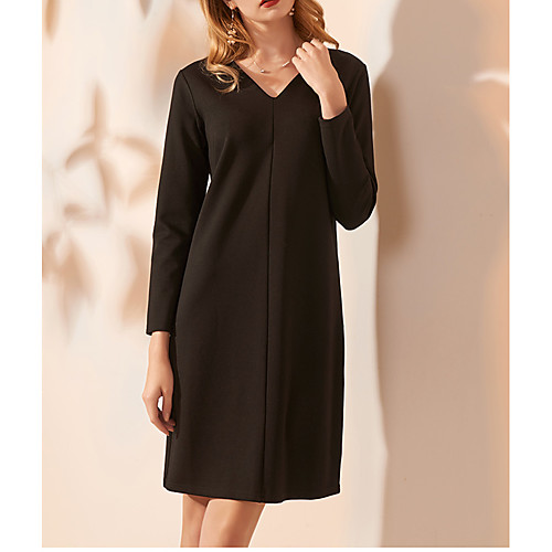 

Sheath / Column V Neck Knee Length Spandex Minimalist / Black Cocktail Party / Party Wear Dress with Criss Cross 2020