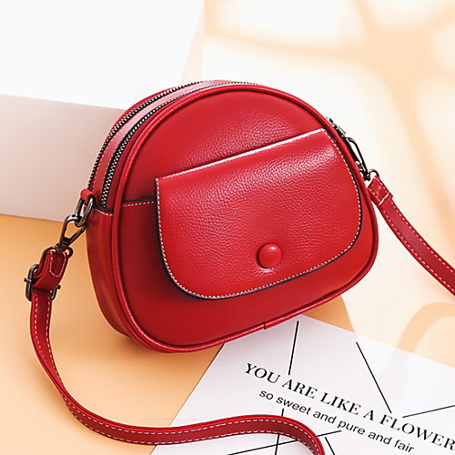 

Women's Zipper PU Crossbody Bag Solid Color Wine / Green / Black