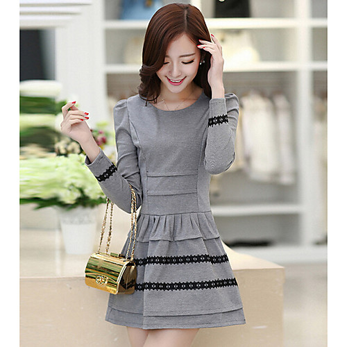 

Women's Light gray Black Dress A Line Color Block S M / Cotton