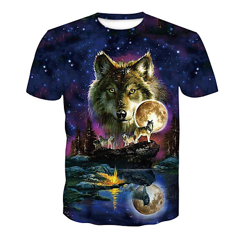 

Men's Daily Holiday Street chic / Exaggerated T-shirt - 3D / Tie Dye / Animal Print Rainbow