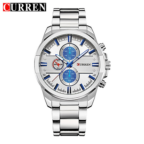 

CURREN Men's Dress Watch Quartz Formal Style Sporty Stainless Steel Black / Silver 30 m Water Resistant / Waterproof Three Time Zones Casual Watch Analog Luxury Classic - Black / Silver BlackGrey