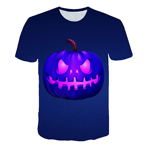 

Men's Halloween Daily Street chic / Exaggerated T-shirt - Color Block / 3D / Fruit Print Navy Blue