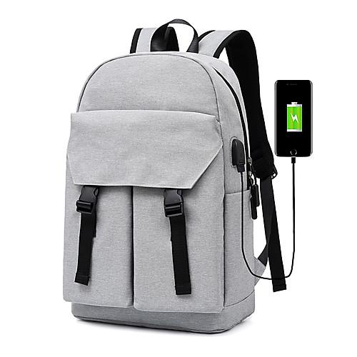 

Large Capacity Polyester Zipper Commuter Backpack Solid Color Daily Dark Grey / Light Grey / Blue