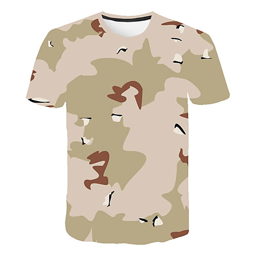 

Men's Daily Sports Basic / Exaggerated T-shirt - Color Block / 3D / Camo / Camouflage Print Rainbow