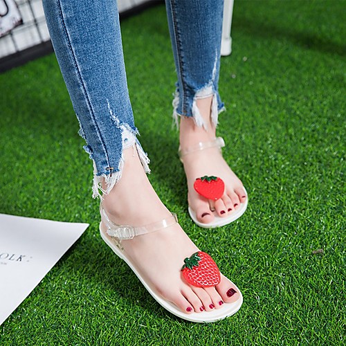 

Women's Sandals Katy Perry Sandals Flat Heel Round Toe PU Summer White / Black / Gray