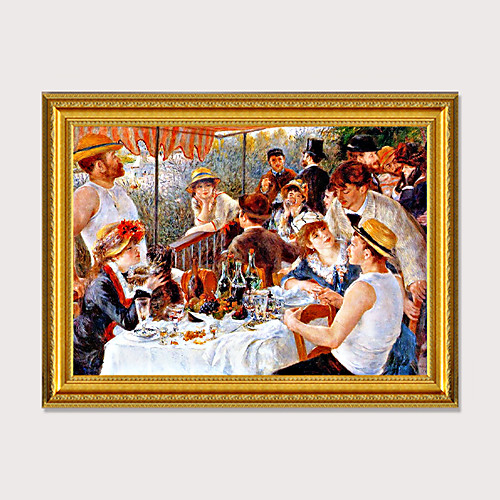 

Framed Art Print Pierre-Auguste Renoir SetLunch On A Yacht Wall Art PS Oil Painting On Canvas for Home Deco