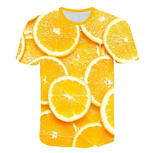 

Men's 3D Graphic T-shirt Daily Round Neck Orange / Short Sleeve