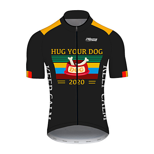 

21Grams Men's Short Sleeve Cycling Jersey 100% Polyester Black / Yellow Bone Bike Jersey Top Mountain Bike MTB Road Bike Cycling UV Resistant Breathable Quick Dry Sports Clothing Apparel / Stretchy
