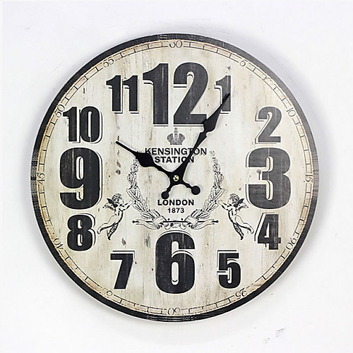 

1pcs Nostalgic British Style MDF Painted Digital Pattern Wall Clock