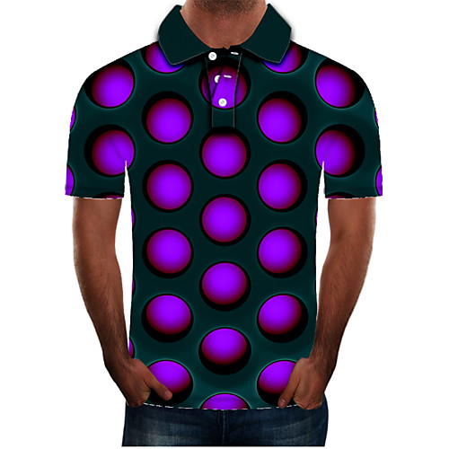 

Men's Daily Going out Street chic / Exaggerated Polo - Color Block / 3D / Graphic Purple
