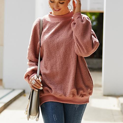 

Women's Casual Sweatshirt - Solid Colored Blushing Pink S
