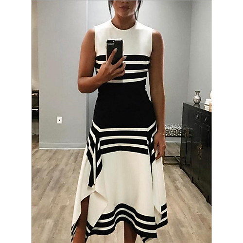 

Women's White Black Dress Sheath Color Block S M