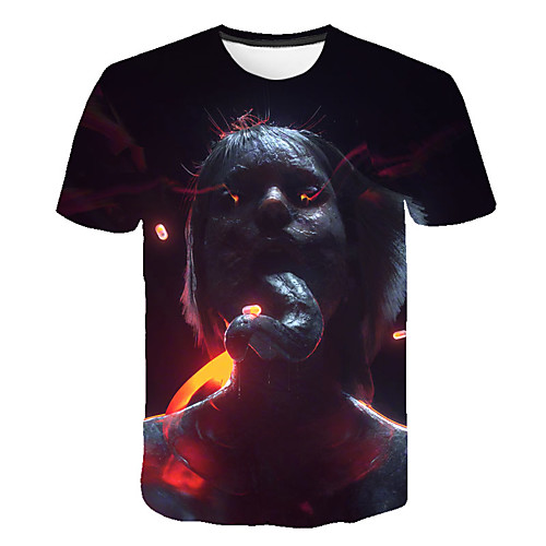 

Men's Daily Sports Street chic / Exaggerated T-shirt - 3D / Skull / Portrait Print Black