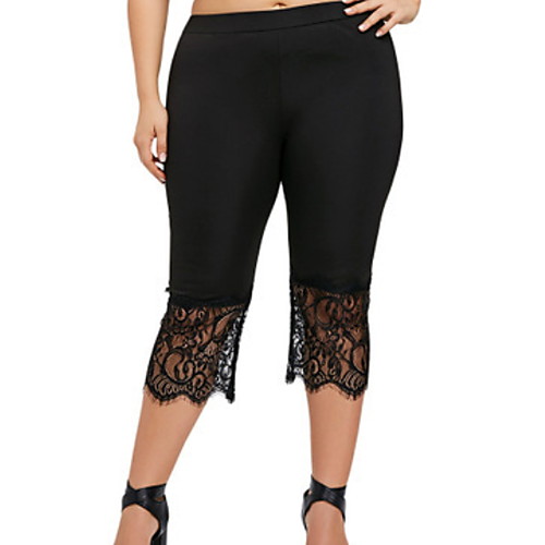 

Women's Basic Legging - Solid Colored, Cut Out Mid Waist Black XL XXL XXXL