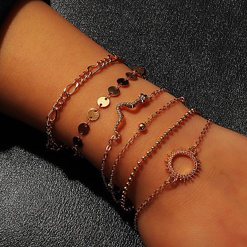 

5pcs Women's Wrap Bracelet Vintage Bracelet Bracelet Layered Snake Classic Vintage Bohemian Trendy Fashion Imitation Diamond Bracelet Jewelry Gold For Wedding Gift Date Birthday Festival