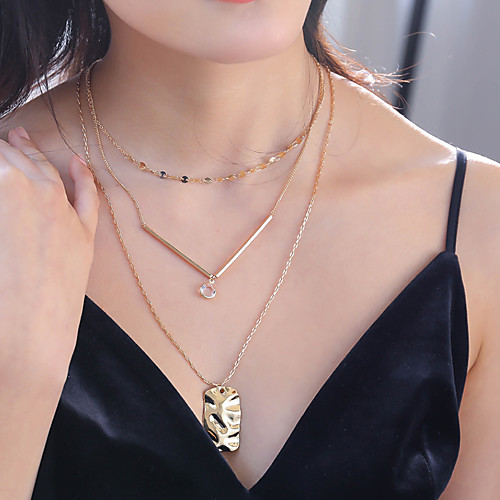 

Women's Pendant Necklace Necklace Layered Necklace Stacking Stackable Vertical / Gold bar Dainty Classic Trendy Fashion Chrome Gold 60 cm Necklace Jewelry 1pc For Anniversary Prom Birthday Party