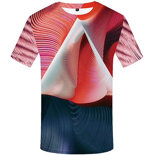 

Men's Daily Street chic T-shirt - Striped / 3D / Rainbow Print Rainbow