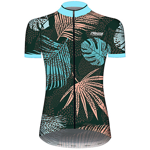 

21Grams Women's Short Sleeve Cycling Jersey Green / Yellow Polka Dot Leaf Floral Botanical Bike Jersey Top Mountain Bike MTB Road Bike Cycling UV Resistant Breathable Quick Dry Sports Clothing Apparel