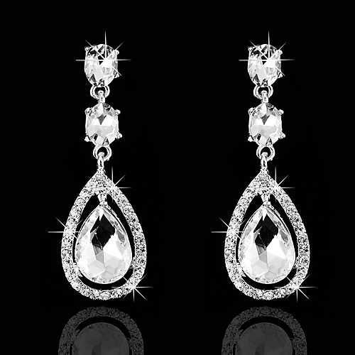 

Women's Cubic Zirconia Hoop Earrings Classic Drop Love Classic Vintage Imitation Diamond Earrings Jewelry White For Wedding Party 1 Pair