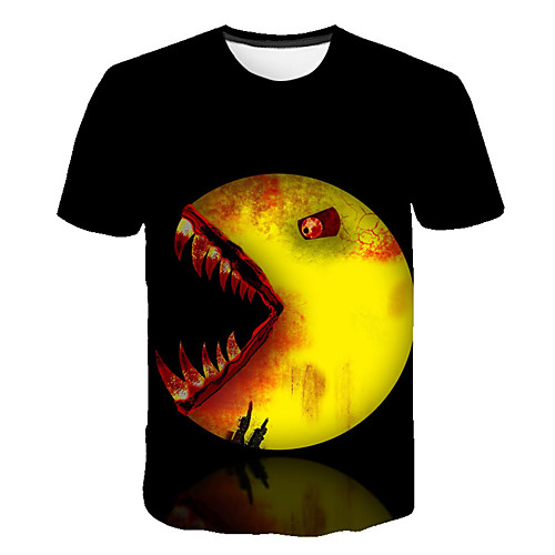 

Men's Daily Sports Street chic / Exaggerated T-shirt - Color Block / 3D / Abstract Print Black