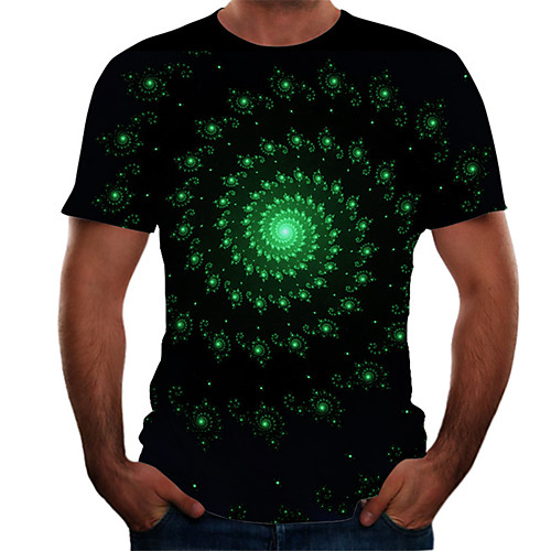 

Men's Daily Basic T-shirt - Color Block / 3D Print Black