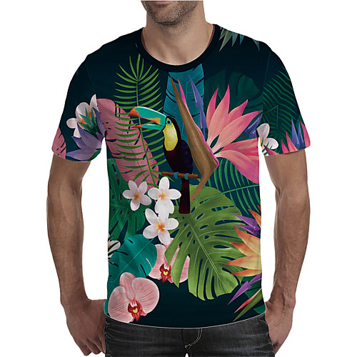 

Men's Holiday Going out Street chic / Exaggerated T-shirt - Geometric / Color Block / 3D Print Rainbow