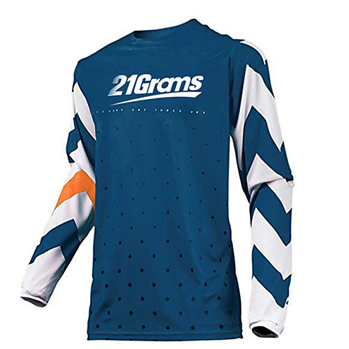 

21Grams Men's Long Sleeve Cycling Jersey Downhill Jersey Dirt Bike Jersey 100% Polyester Red Blue Dark Navy Polka Dot Bike Jersey Top Mountain Bike MTB Road Bike Cycling UV Resistant Breathable Quick