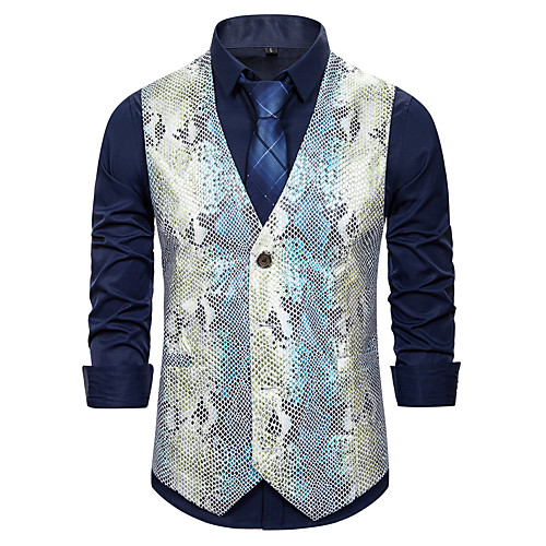 

Men's Vest, Color Block V Neck Cotton Green / Silver