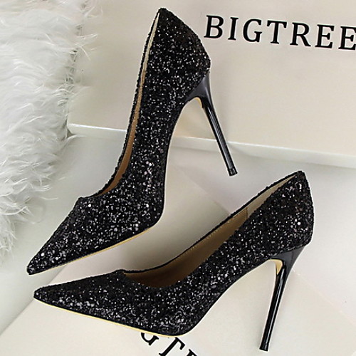 

Women's Wedding Shoes Stiletto Heel Pointed Toe PU Spring & Summer Black