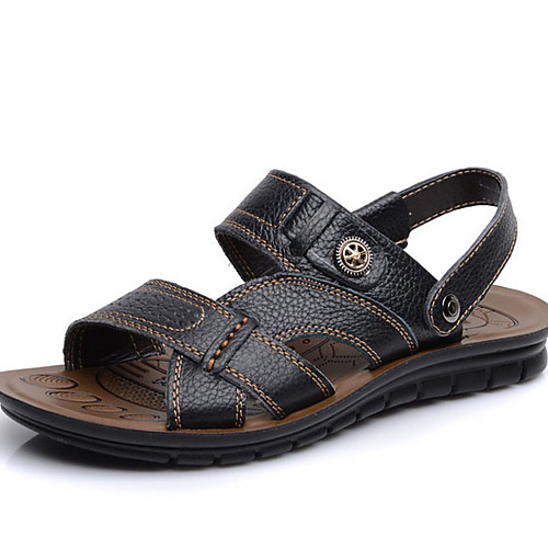 

Men's Pigskin Summer Sandals Breathable Brown / Black