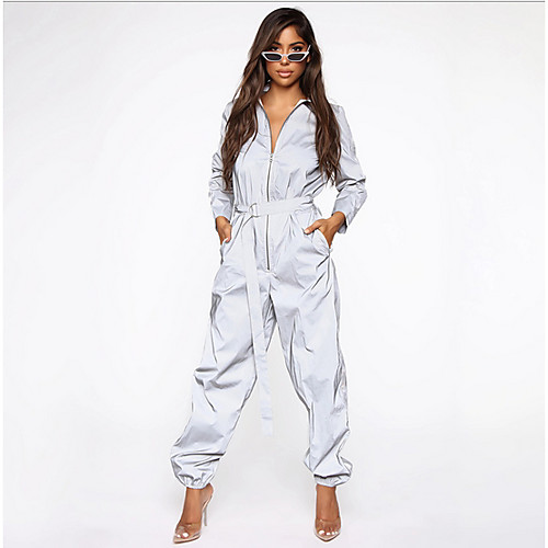 

Women's Basic White Jumpsuit Onesie, Solid Colored S M L