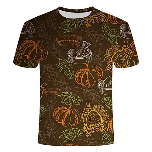 

Men's Daily Going out Basic T-shirt - 3D / Abstract Print Camel