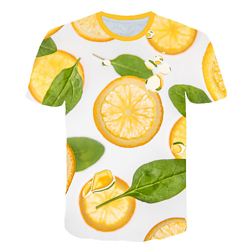 

Men's Daily Sports Basic / Exaggerated T-shirt - Color Block / 3D / Fruit Print Rainbow
