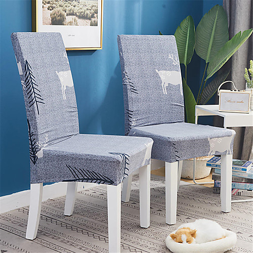 

2 Pack Elk Print Super Fit Stretch Chair Cover Stretch Removable Washable Dining Room Chair Protector Slipcovers Home Decor Dining Room Seat Cover