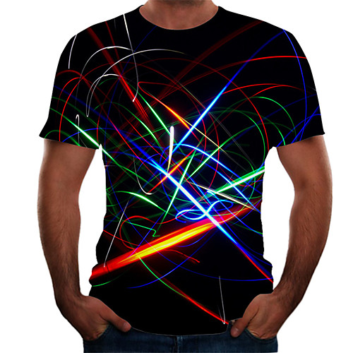 

Men's Daily Weekend Basic T-shirt - Color Block / 3D Rainbow