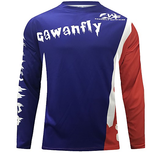 

CAWANFLY Men's Long Sleeve Cycling Jersey Downhill Jersey Dirt Bike Jersey Winter Polyester Black Patchwork Novelty Bike Jersey Top Mountain Bike MTB Breathable Quick Dry Sweat-wicking Sports