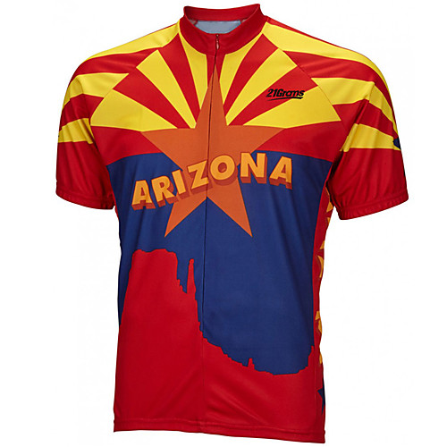 

21Grams Men's Short Sleeve Cycling Jersey 100% Polyester RedBlue Stars National Flag Bike Jersey Top Mountain Bike MTB Road Bike Cycling UV Resistant Breathable Quick Dry Sports Clothing Apparel