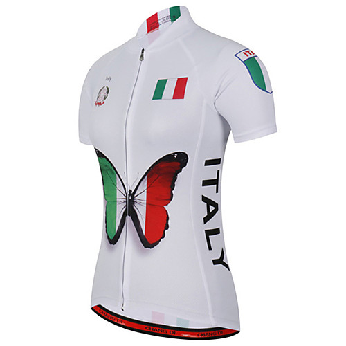 

21Grams Women's Short Sleeve Cycling Jersey 100% Polyester Red / White Butterfly Italy National Flag Bike Jersey Top Mountain Bike MTB Road Bike Cycling UV Resistant Breathable Quick Dry Sports