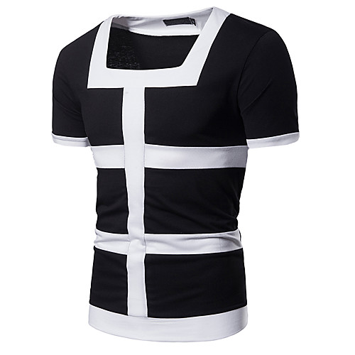 

Men's Daily Going out Basic / Elegant T-shirt - Solid Colored White