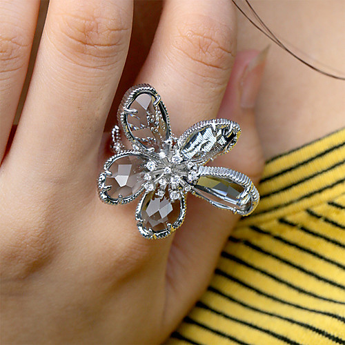 

Women's Ring Belle Ring AAA Cubic Zirconia 1pc Rose Gold White Silver Copper Rose Gold Plated Silver-Plated Irregular Statement Luxury Party Evening Gift Jewelry Geometrical Wearable