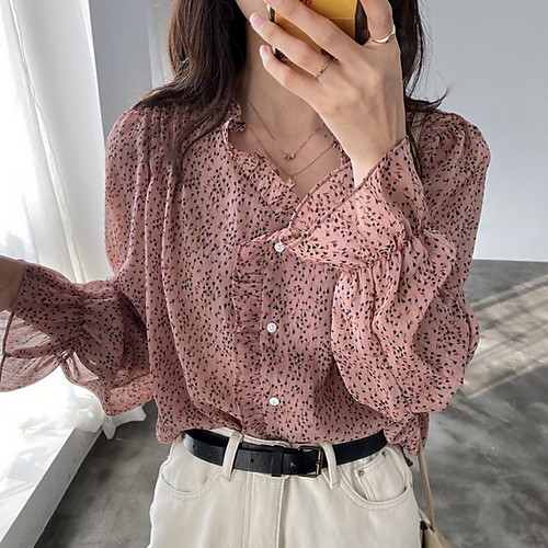 

Women's Daily Shirt - Polka Dot Blushing Pink